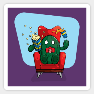 Scared watermelon watching a movie Sticker